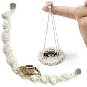 Pont suspendu en corde pour araignées sauteuses, en coton naturel, fait main, fixation magnétique, accessoires pour terrarium <span class=keywords><strong>de</strong></span> reptiles et tarantules - Product Image 1