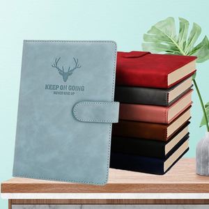 Cuaderno Multicolor de Piel Sintética con Cierre Magnético, Diseño de Cabeza de Ciervo con Eslogan Motivacional, Opción Multifuncional para Diario de Oficina - Product Image 1