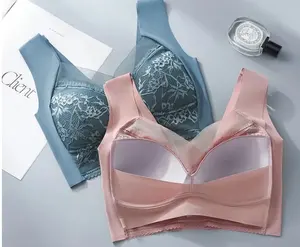 Sujetadores sin costuras para mujer, talla grande, encaje superior, talla grande, sin anillo de acero, ropa interior, Yoga, Fitness, chaleco para dormir, sujetador