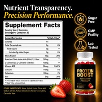 Gummies de protéines de lactosérum OEM ODM, 60 unités, sans sucre, pour la récupération musculaire, saveur fraise, pour adultes