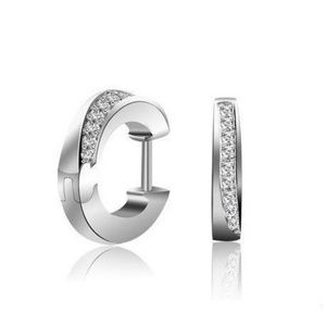 Pendientes de Aro de Plata de Ley para Mujer, Diseño Moderno de Dubái, con Circonita Cúbica Sunstar, para Fiestas y Bodas, Certificados por CMA - Product Image 1
