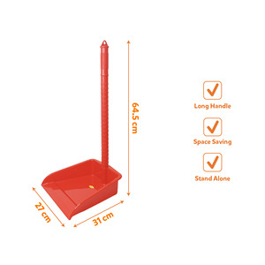 Ensemble balayette et pelle à poussière en plastique avec long manche en plastique, étanche, léger, portable, poils en nylon pour le nettoyage des sols de salle de bain - Product Image 2