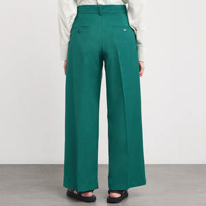 Pantalon droit long pour femme, taille mi-haute, respirant, infroissable, écologique, en laine/polyester, idéal pour l'été - Coupe polyvalente - Product Image 4