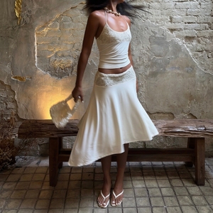 Elegante <span class=keywords><strong>Completo</strong></span> Casual da <span class=keywords><strong>Donna</strong></span> in Due Pezzi, Top con Collo all'Americana e Gonna Aderente Midi, <span class=keywords><strong>Sexy</strong></span> Set Estivo Elegante per Vacanze - Product Image 1