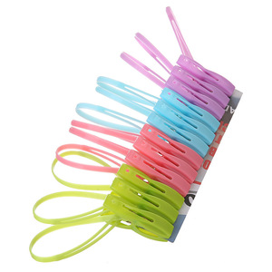 Plastic Clothes <b>Clips</b> Thickened Durable Windproof Non Slip <b>Hooks</b> For Balcony Drying Rack Single Bar Design - Product Image 5