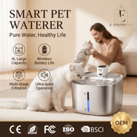 Fontaine à eau automatique pour animaux de compagnie en acier inoxydable et plastique, 4L, fontaine à boire pour chat, sans fil, batterie, capteur de mouvement, filtre à 4 étapes