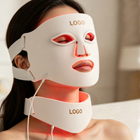 Masque de luminothérapie rouge avec panneau pour le cou et la poitrine, appareil de luminothérapie LED pour les soins de beauté à domicile