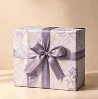 Boîte cadeau rigide à fermeture magnétique avec imprimé floral, imprimée en quatre couleurs, ruban en satin, nœud, emballage de luxe pour bonbons, chocolat, mariage