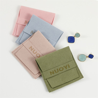 Petite pochette à bijoux en microfibre 8*8 avec séparateur, sac d'emballage en velours pour bijoux, enveloppe pour collier, bracelet