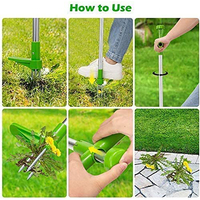 Désherbeur manuel à long manche en acier inoxydable, tige en aluminium démontable en deux sections, outil de jardinage pour l'élimination des pissenlits et des mauvaises herbes
