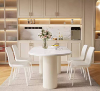 Ensemble de table et de chaises de salle à manger de restaurant moderne et durable en pierre frittée avec couleurs personnalisées, design ovale pour usage commercial