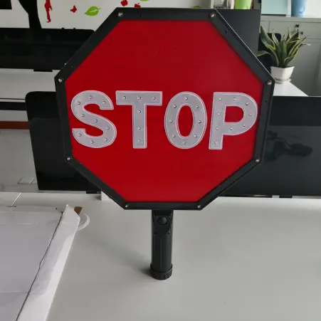 Wooden Dowel LED traffic sign Traffic Road Warning Stop Slow Aluminum Paddle Sign Safety