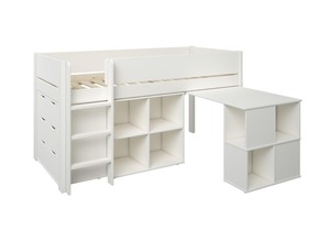 Fabrieksfabricage Uitschuifbare Kids Houten Middenslaper Kids Bedframe Ingebouwd Bureau Met Opbergladen - Product Image 6