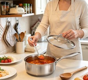 <span class=keywords><strong>Casserole</strong></span> en acier inoxydable, construction tri-couche, <span class=keywords><strong>compatible</strong></span> four et lave-vaisselle, couvercles en verre, ustensiles de cuisine en gros, <span class=keywords><strong>casserole</strong></span> de cuisson robuste - Product Image 3