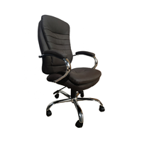 Chaise de bureau de direction inclinable en cuir véritable, design moderne de luxe, avec base pivotante en acier et dossier fixe en forme de flèche, hauteur réglable