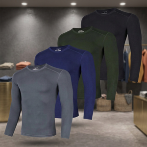Camiseta Deportiva de Manga Larga con Cuello Redondo, Color Sólido, Absorbe el Sudor, Transpirable, Secado Rápido, Corte Regular, Manga Larga, para Yoga - Product Image 3