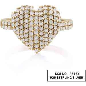 Heart <b>Dome</b> Diamond <b>Ring</b> 0.77 Cttw Round Cut Yellow Gold Over 925 Women's Engagement Style - Product Image 2