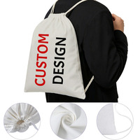 Sacs à dos en coton avec cordon de serrage en gros, personnalisables avec logo, pour emballage cadeau, sacs de rangement à cordon, sacs à dos en toile à double épaule