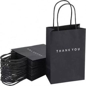 ถุงกระดาษคราฟท์รีไซเคิลสีขาวน้ำตาลพิมพ์ลายขอบคุณแบบออฟเซ็ตตามสั่ง พร้อมหูหิ้ว ขายส่ง มีตัวเลือกพิมพ์โลโก้ตามสั่ง - Product Image 1