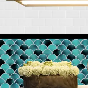 الأخضر ملصقات بلاط الحائط قشر و عصا الذاتي لاصق 3D مقياس السمك بلاط الحائط للحمام المطبخ باكسبلاش