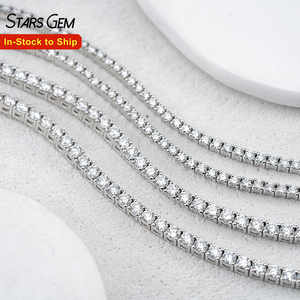 Starsgem S925 Sterling Silver Rhodium Plated HPHT Lab Grown Diamond Brilliant Cut Tennis <b>Bracelet</b> Classic IGI Certified Unisex - Product Image 1