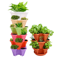 1/2/3/4/5 pièces Pots de fleurs empilables en plastique verticaux Porte-plantes pour semis Décoration de jardin Pots de plantation Pots empilables