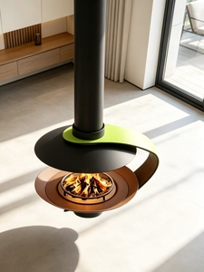 Estufa de Leña Colgante de Bajo Consumo Energético, <span class=keywords><strong>Chimenea</strong></span> de Gas de 800 mm, <span class=keywords><strong>Chimenea</strong></span> Colgante para Interiores, Sala de Estar, Montaje en Techo - Product Image 2
