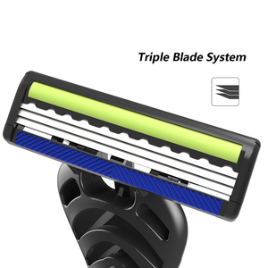 GOODMAX güzellik bakımı tek kullanımlık tıraş makinesi erkekler için üçlü bıçak kauçuk saplı erkek tıraş bıçağı - Product Image 4