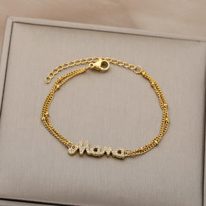 Venta al por mayor de pulsera de cuentas de doble capa para mujer con letras en inglés Mama Bracelet, se puede utilizar como regalo del Día de la madre - Product Image 1