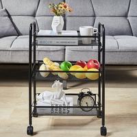 Estante Metálico para el Hogar, Estante de Almacenamiento Simple Vertical para Frutas, Estante de Almacenamiento de 3 Niveles, Organizador de Cocina y Baño con Ruedas