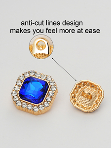 Oem Sang Trọng Mô Hình Hình Chữ Nhật Kẽm Hợp Kim May Phụ Kiện Cao Cổ Điển Fancy <span class=keywords><strong>Rhinestone</strong></span> Nút Mạ Ngọc Trai Cho Hàng May Mặc - Product Image 3