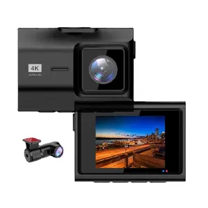Dashboard Camera Met Dubbele Lens 4K + 2K Qhd 1440P Dashcam Videorecorder Wifi Auto Dvr Nachtzicht Gps