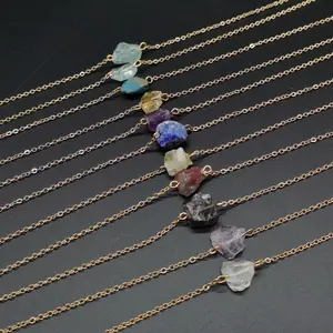 أزياء الشفاء كريستال القلائد الأحجار الكريمة الطبيعية والمجوهرات مع سلسلة قابل للتعديل قلادة روحية للنساء فتاة