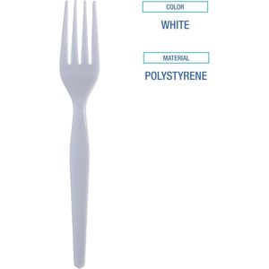 Tenedores Desechables de Poliestireno Biodegradable Resistentes, Blancos, para Fiestas, 1000 Unidades por Caja, para Hoteles - Product Image 4