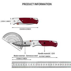 Couteau pliant tactique BM 535-9, lame rouge Damas de 8.9cm, manche G10, ambidextre, pour camping en plein air, chasse, découpe, survie - Product Image 5