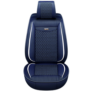 Fundas de Asiento de Coche Universales para <span class=keywords><strong>5</strong></span> Plazas de Piel y Seda de Hielo, Estilo Deportivo, Compatibles con Airbag para Todas las Estaciones, Cojín Transpirable para Polo Golf - Product Image 1