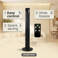 Kipas Lantai Menara Listrik 46 Inci Berwarna Hitam, Berpendingin Angin, Cerdas, Bertenaga, Harga Terjangkau, Senyap, Plastik, Dilengkapi Remote Control, Timer, 3 Kecepatan