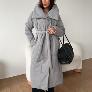 Abrigo Largo de Algodón para Mujer, Cuello Alto, Manga Larga, Corte Holgado, Casual, Cálido, Nueva Colección de Invierno - Product Image 5