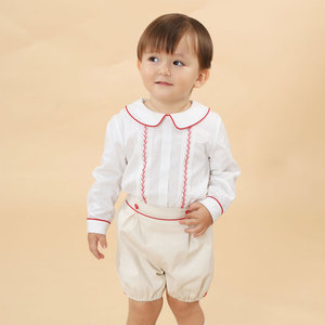 Vêtements pour enfants, ensembles de vêtements pour bébés garçons, chemises, shorts, salopettes, 2 pièces, style vintage, vente en gros pour enfants, 08AS105375 - Product Image 2