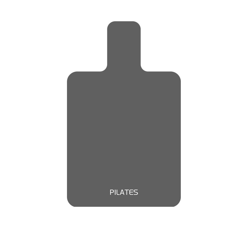 Esterilla de pilates premium gris con logo en ante.