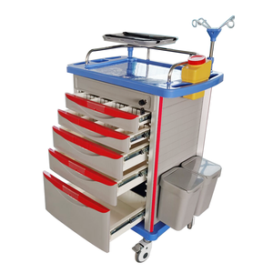 Chariot médical multifonctionnel d'urgence LK LK-B0101 en ABS avec 5 tiroirs, support de perfusion et support pour bouteille d'oxygène 4 - Product Image 4