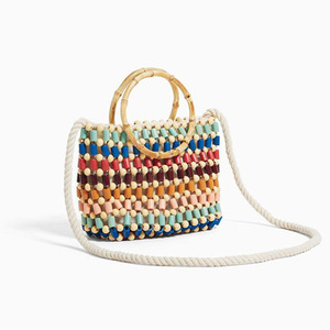 Nuevo colorido cuentas tejidas bolsa de playa bolso de hombro ganchillo bolso de cuentas de madera de bolsa para tejido - Product Image 2