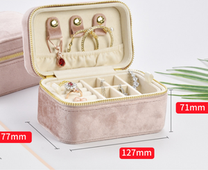 Portable Rectangle Velvet Jewelry Case Wholesale Exquisite Travel Storage <b>Box</b> for Earrings Rings with Custom Logo - Product Image 3