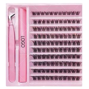 <span class=keywords><strong>Faux</strong></span> Cils Synthétiques à Greffer Segmentés – Fins, Croisés, Épais, Imperméables & Confortables avec Bande en Coton Noir - Product Image 1