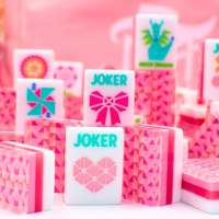 Ubin Mahjong Amerika Warna Permen Motif Kartun Kustom Bunga Kupu-kupu Naga Angin Joker Akrilik