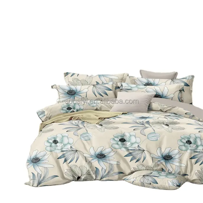 Conjunto de lençóis de cama tamanho queen, capa de edredom, lençol, fronha, cortina de lit en gros, conjunto de lençóis king size