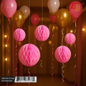 Decoraciones de Bolas de Panal de Abeja Ae Trading Inc, 4, 6 y 8 Pulgadas, Color Rosa, Decoración de Pared de Seda para Fiestas, Acción de Gracias, San Valentín, Graduación - Product Image 2