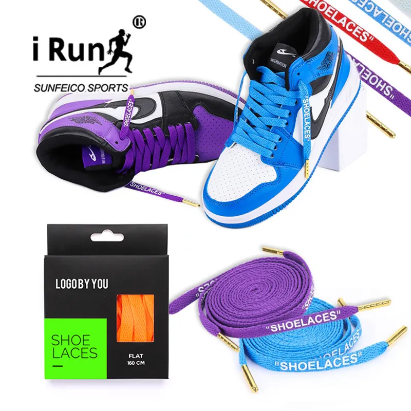 IRun Running Sneakers scarpe stringhe stampa personalizzata lacci delle scarpe sfumati arcobaleno punte dei lacci in metallo corde piatte lacci delle scarpe