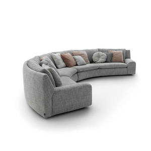 أثاث غرفة معيشة فاخر خفيف أريكة من الجلد الأبيض أريكة منحنية بيضاوية دائرية نصف دائرية على شكل حرف U أريكة بن بن - Product Image 1