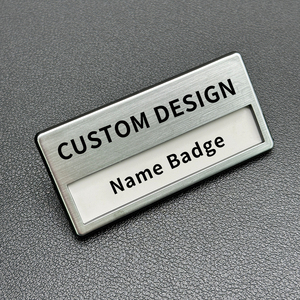 Metal Name Plate Employee Magnetic Name <b>Badge</b> Holders Waterproof Name Button <b>Badge</b> for Corporate Staff - Product Image 3